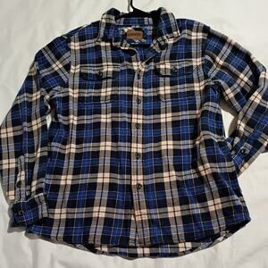 Orvis Women's Medium Flannel Blue/Pink/Black Tunic Button-Up 100% Cotton